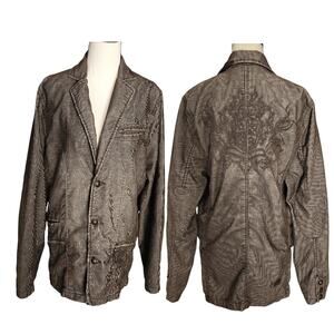 Buffalo David Bitton Dark Brown Corduroy Embroidered Jacket Men Medium